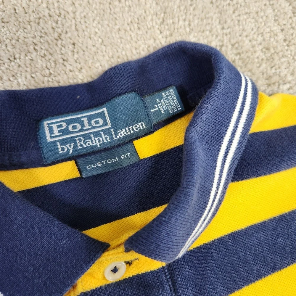 Vintage Polo Ralph Lauren‎ Shirt Men Large Chunky Striped 90s Custom Fit Slim